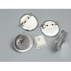 Brooch Setting, platinum colour, curved tray 28mm