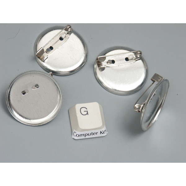 Brooch Setting, platinum colour, curved tray 28mm