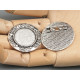 20mm round bezel setting, with Brooch pin, vintage fancy style, ant. silver