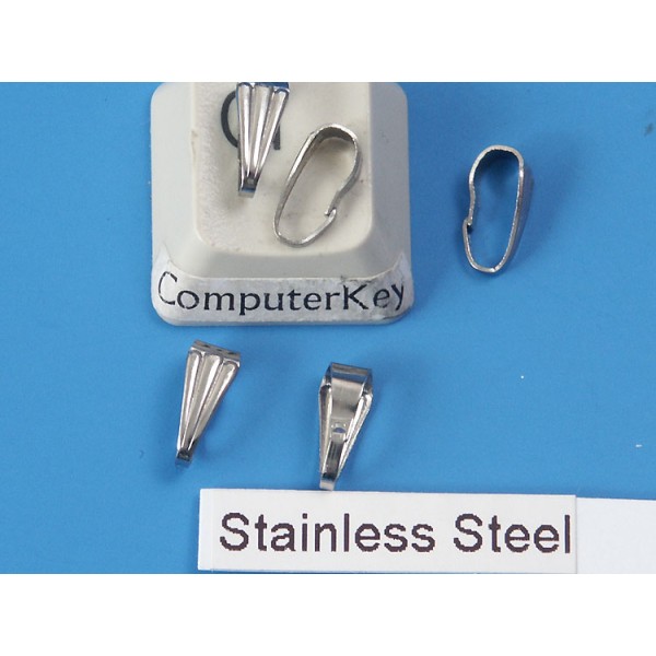 304 Stainless Steel Snap on Bail, 8.5x3.5mm