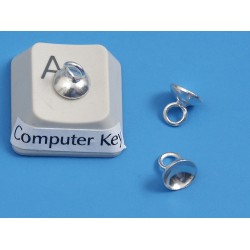Bell cap, 6mm round with loop, silver plate