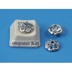 Bead Cap, 6-petal, 9mm, nickel free platinum colour, bag of 50