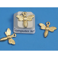 Wee bee charms, gold plate, each