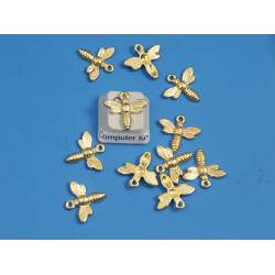 Wee bee charms, gold plate, each