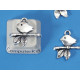 Little Bird on a branch charm, antiqued silver, bag of 20