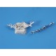 Bird family charm, two loops, antiqued silver, each