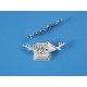 Bird family charm, two loops, antiqued silver, each