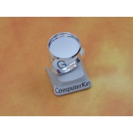 14mm bezel setting on Ring Shank, fine band, silver plate, adjustable