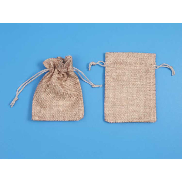 Bag, Burlap Pouches, Tan, 9x7cm, per 10