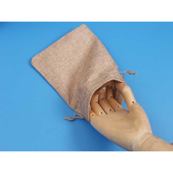 Bag, Burlap Pouches, Tan/WarmTan/Grey, 14x10cm, per 10