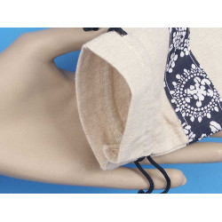 SECONDS Bag, Cloth Pouch with blue floral trim, 18x13cm, pack of 10