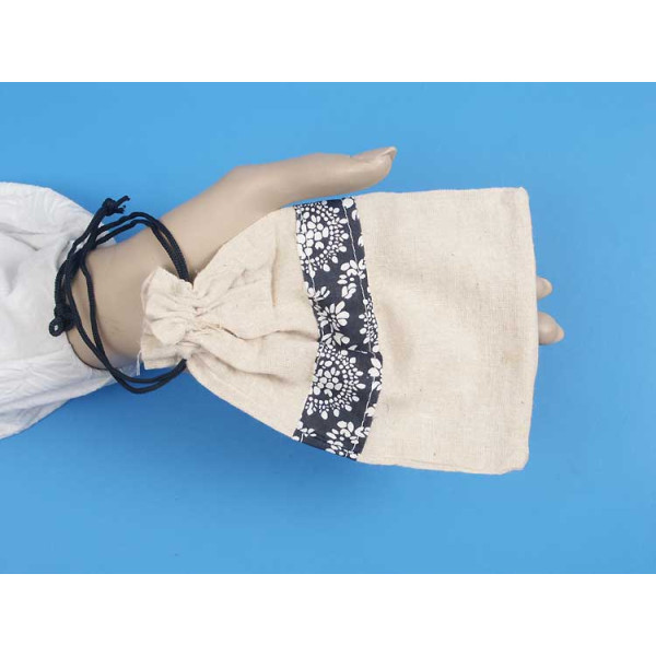 SECONDS Bag, Cloth Pouch with blue floral trim, 18x13cm, pack of 10