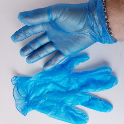 Premium Vinyl Gloves, blue, Medium size, powder free