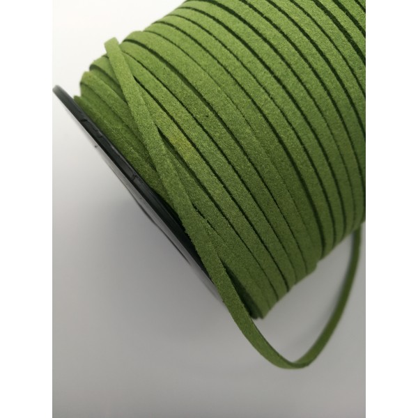 Faux Suede cord, 3mm wide, light olive Green, per metre