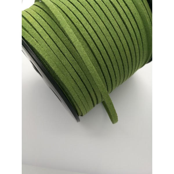 Faux Suede cord, 3mm wide, light olive Green, per metre