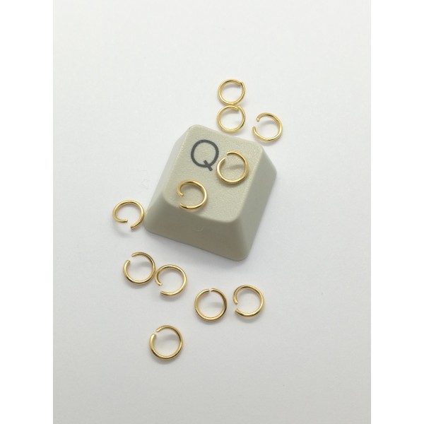 Jump rings, round, 5mm x 0.7mm, 304 Stainless Steel, gilt plate, per 50