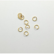 Jump rings, round, 5mm x 0.7mm, 304 Stainless Steel, gilt plate, per 50