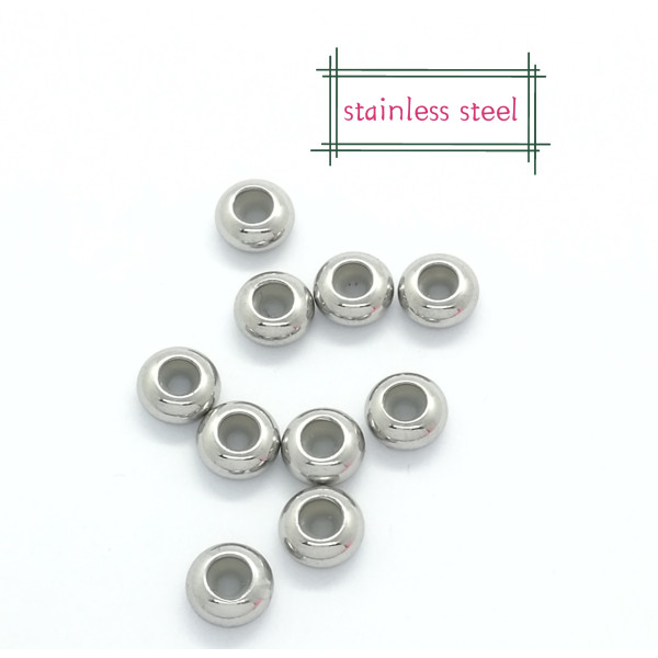 END OF LINE SALE: Raw Metal lariat Bead slider, 6mm, silicone ring insert, Brass or Stainless Steel, each