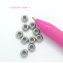 END OF LINE SALE: Raw Metal lariat Bead slider, 6mm, silicone ring insert, Brass or Stainless Steel, each