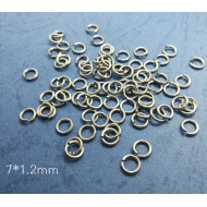Jump rings, round, 7mm OD, 1.2mm wire, 304 stainless steel, per 100