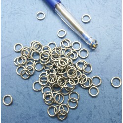Jump rings, round, 8mm OD, 1.2mm wire, 304 stainless steel, per 100