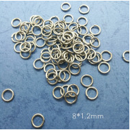 Jump rings, round, 8mm OD, 1.2mm wire, 304 stainless steel, per 100