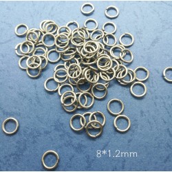 Jump rings, round, 8mm OD, 1.2mm wire, 304 stainless steel, per 100