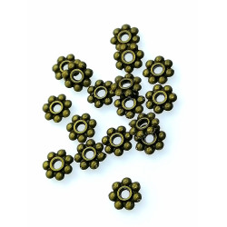 Daisy Spacer, bronze plate, 6mm, bag of 20