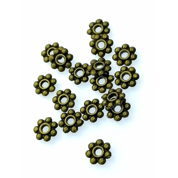 Daisy Spacer, bronze plate, 6mm, bag of 20