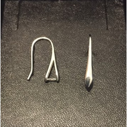 Sterling Silver Earring Hook, Platinum, 18.5mmx0.8mm, elegant teardrop front, pair