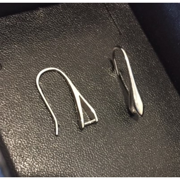 Sterling Silver Earring Hook, Platinum, 18.5mmx0.8mm, elegant teardrop front, pair