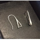 Sterling Silver Earring Hook, Platinum, 18.5mmx0.8mm, elegant teardrop front, pair