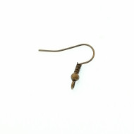 Budget Earring hook with ball & coil, antique bronze, front loop, pair