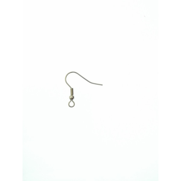 Earring hook, French Wire (with ball & coil), 304 Stainless Steel, pair