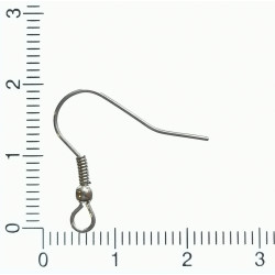 NEW: Earring hook, French Wire (with ball & coil), 316 Surgical Steel, pair