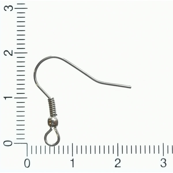 Earring hook, French Wire (with ball & coil), 304 Stainless Steel, pair