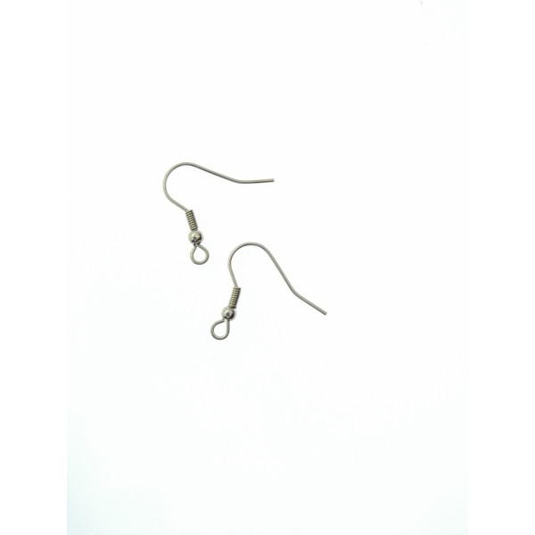 Earring hook, French Wire (with ball & coil), 304 Stainless Steel, pair