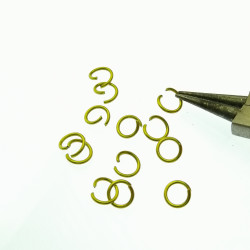 Jump rings, round, 5mm OD, 0.8mm wire, stainless steel, gilt plate, per 50