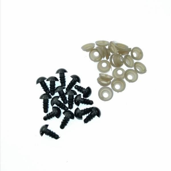 Craft Eyes, round black 8mm, per 20 pairs
