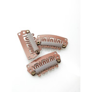 Snap clips with silicone back for Hair Extensions/wig/Dreads/Braids/Curls, 28mm, light brown, per 10