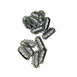 Snap clips with silicone back for Hair Extensions/wig/Dreads/Braids/Curls, 28mm, dark Brown, per 10