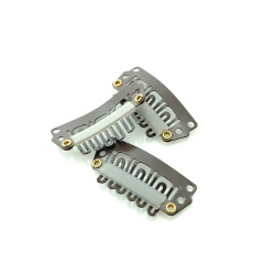 Snap clips with silicone back for Hair Extensions/wig/Dreads/Braids/Curls, 28mm, dark Brown, per 10