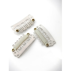 Snap clips with silicone back for Hair Extensions/wig/Dreads/Braids/Curls 28mm, cream colour, per 10
