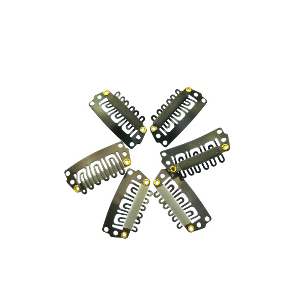 Snap clips with silicone back for Hair Extensions/wig/Dreads/Braids/Curls, 28mm black, per 10