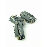 Snap clips with silicone back for Hair Extensions/wig/Dreads/Braids/Curls, 28mm black, per 10