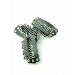 Snap clips with silicone back for Hair Extensions/wig/Dreads/Braids/Curls, 28mm black, per 10
