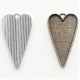 Heart frame pendant setting, deep and big, antiqued silver