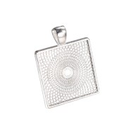 25mm square bezel setting, silver plate