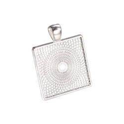25mm square bezel setting, silver plate