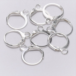 Leverback Earring hoops with loop, silver plate, pair